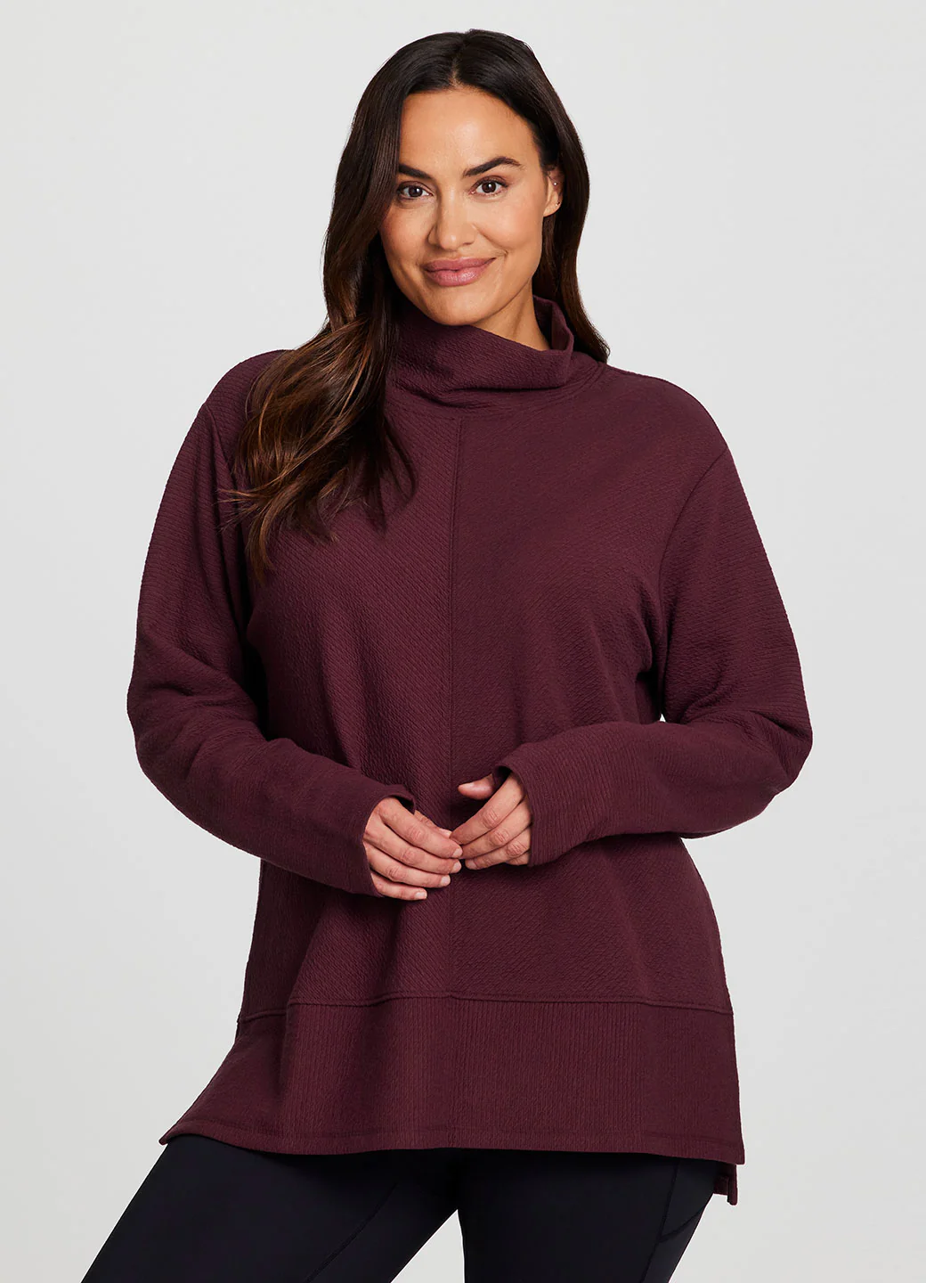 Plus Studio Jacquard Mock Neck Pullover - Image 16