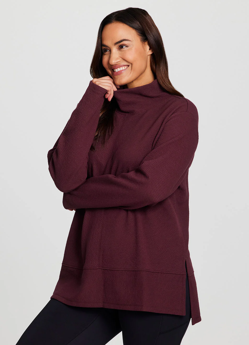 Plus Studio Jacquard Mock Neck Pullover - Image 18